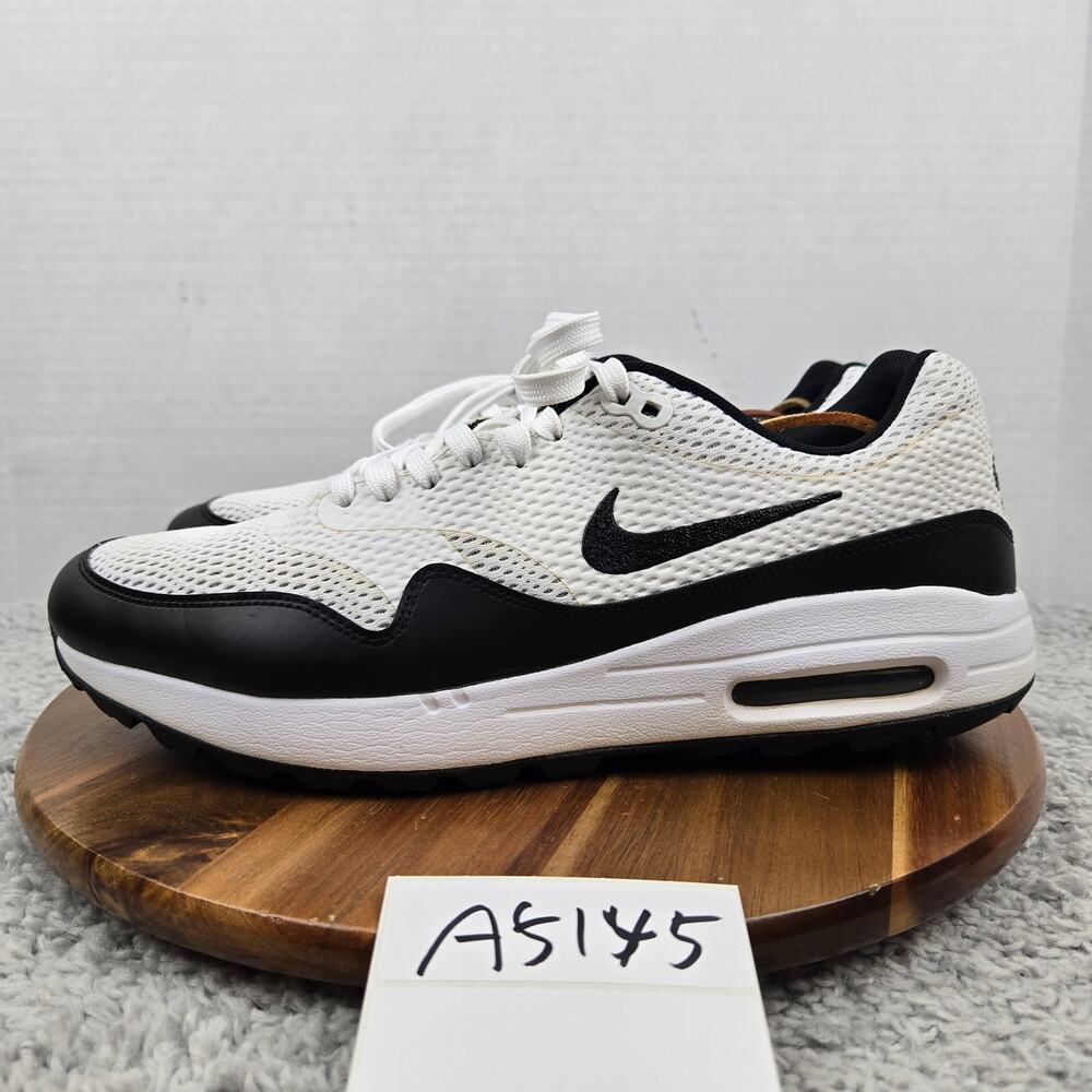 Nike Men 11 Air Max 1 White Black Casual Athletic Spikeless Golf Shoe CI7576-100